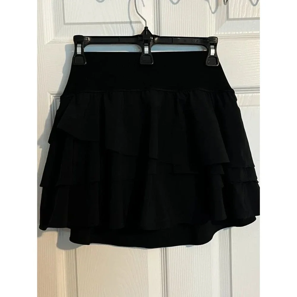 Offline by Aerie Black Maggie Ruffle Tennis Skirt/Skort